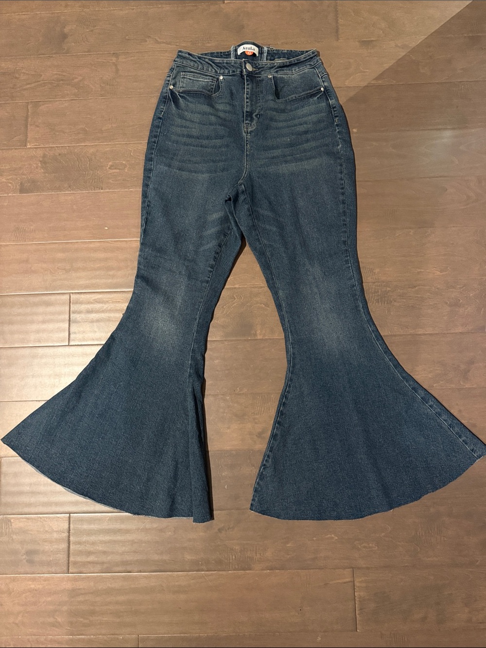 ARULA Dark Blue High-Rise Flare Jeans
